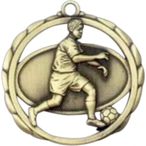 Male Soccer - Stock Sculptured Medal With Smooth Back And Jump Rings, 2 3/8"
