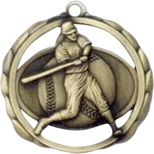 Female Softball - Stock Sculptured Medal With Smooth Back And Jump Rings, 2 3/8"