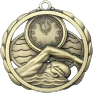Swimming - Stock Sculptured Medal With Smooth Back And Jump Rings, 2 3/8"
