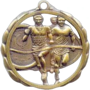 Male Track - Stock Sculptured Medal With Smooth Back And Jump Rings, 2 3/8"