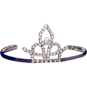 Crystal Rhinestone Tiara With Teardrop Shape Top Tier And Comb, 2 1/2" High