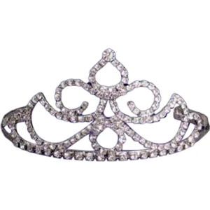Austrian Crystal Rhinestone Tiara With A Fleur De Lis Design, 3 3/8" High