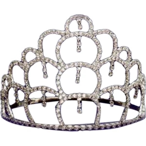 Rhinestone Tiara With Four Tiers Of Connecting Circles, Adjustable Band, 5" High