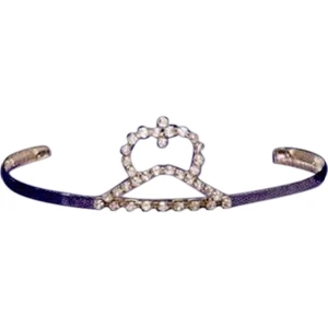 Crystal Rhinestone Tiara With Half Circle Above Triangle Design, 1 3/4" High