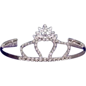 Crystal Rhinestone Tiara With Traditional Royal Crown Style Front, 2 3/8" High