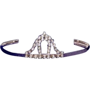 Crystal Rhinestone Tiara With A Loop In Triangle Design And Comb, 1 5/8" High