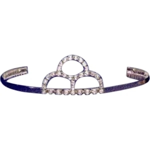 Crystal Rhinestone Tiara With 3 Connecting Circles Design And Comb, 1 1/2" High