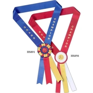 Horse Neck Sash With Rosette, 15" Streamers, And Velcro Attachment, 3" X 60"
