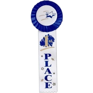 1st Place - Multicolor Stock Rosette Ribbon With 2" X 8" Streamer And String Back