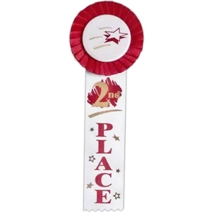2nd Place - Multicolor Stock Rosette Ribbon With 2" X 8" Streamer And String Back