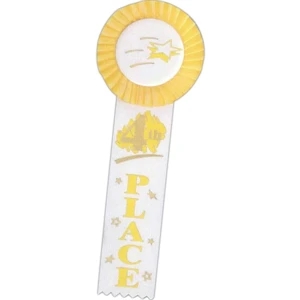 4th Place - Multicolor Stock Rosette Ribbon With 2" X 8" Streamer And String Back