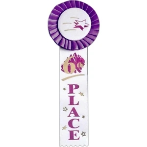 6th Place - Multicolor Stock Rosette Ribbon With 2" X 8" Streamer And String Back