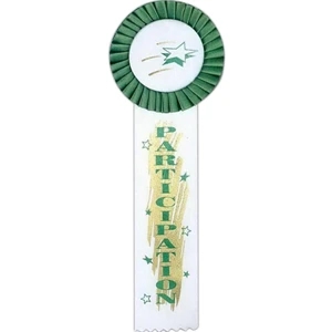 Participation - Multicolor Stock Rosette Ribbon With 2" X 8" Streamer And String Back