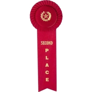 Standard Stock Rosette Ribbon Button With 3 1/2" Head Diameter And 8" Streamer