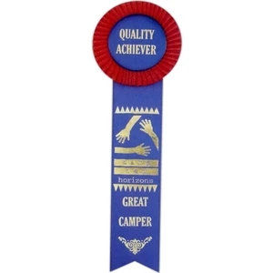 Custom Rosette Ribbon With 3 1/2" Diameter Head And 2" X 9" Streamer, 11"