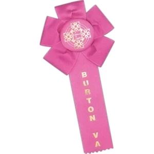 Custom Rosette Ribbon With 5" Diameter Five Loop Head And 2" X 8" Streamer