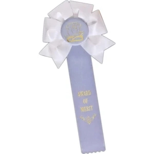 Custom Rosette Ribbon With 5" Diameter Head And A Single 2" X 10" Streamer