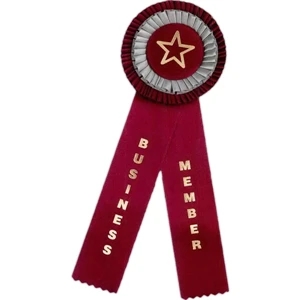 Custom Rosette Ribbon With 4 1/4" Diameter Head And Two 2" X 10" Streamers, 12"