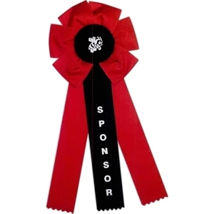 Custom Rosette Ribbon With A 5" Diameter Head And Three 1 5/8" X 10" Streamers, 13"