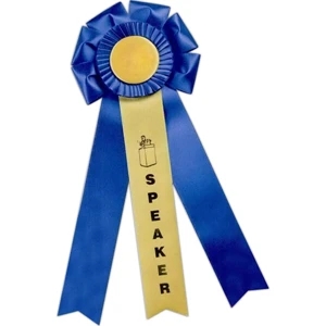 Custom Rosette Ribbon With 6" Diameter Head, Three 2" X 12" Streamers, 15" Length