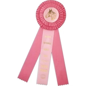 Rosette Ribbon With 4 1/2" Diameter Pleated Head And Three 1 5/8" X 10" Streamers