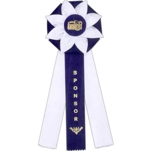 Custom Rosette Ribbon With A 5 1/2" Diameter Head And Three 2" X 13" Streamers, 16"
