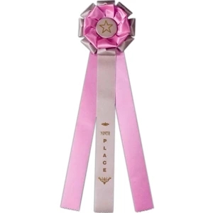 Custom Rosette Ribbon With 6" Diameter Head And Three 2" X 20" Streamers, 23" Long