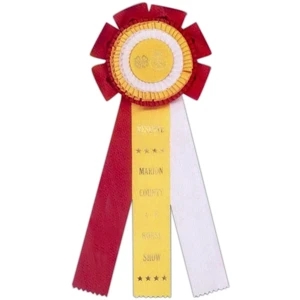 Custom Rosette Ribbon With 6" Diameter Head, And Three 2" X 12" Streamers, 16" Long