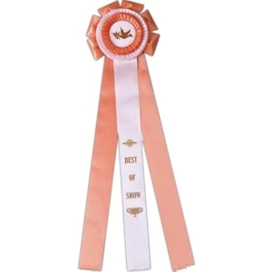 Custom Rosette Ribbon With A 6 1/4" Head And Three 2" X 20" Streamers, 23" Long
