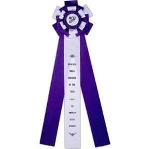 Custom Rosette Ribbon With 8" Diameter Head And Three 3" X 24" Streamers, 28" Long