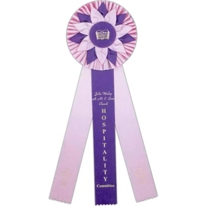 Custom Rosette Ribbon With A 6 1/2" Diameter Head And Three 2" X 15" Streamers, 18"
