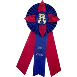 Custom Rosette Ribbon With 5 1/2" Diameter Head And Three 2" X 10" Streamers