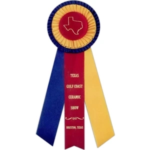 Custom Rosette Ribbon With 4 1/4" Diameter Head And Three 1 5/8" X 10" Streamers