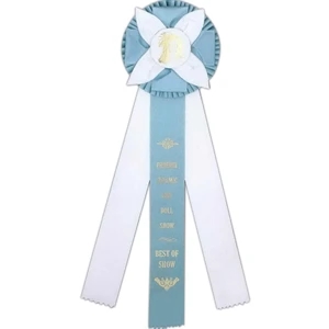 Custom Rosette Ribbon With A 5 1/2" Diameter Head And Three 2" X 15" Streamers, 18"