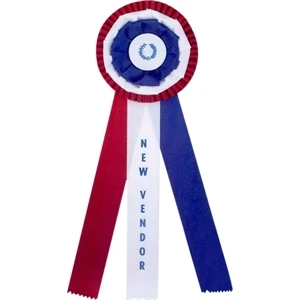 Custom Rosette Ribbon With A 6 1/2" Diameter Head And Three 2" X 15" Streamers
