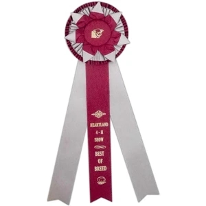 Custom Rosette Ribbon With A 5 1/2" Diameter Head And Three 2" X 15" Streamers
