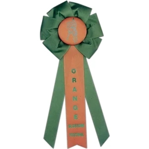 Custom Rosette Ribbon With 5" Diameter Head And Three 1 5/8" X 9" Streamers