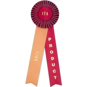 Custom Rosette Ribbon With A 4 1/2" Diameter Head And Two 2" X 12" Streamers, 14"
