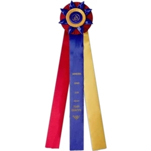 Custom Rosette Ribbon With A 5 1/2" Diameter Head And Three 2 1/2" X 24" Streamers