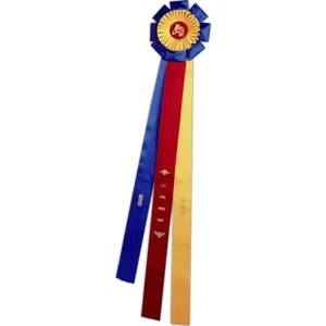 Custom Rosette Ribbon With A 8" Diameter Head And Three 2 1/2" X 36" Streamers