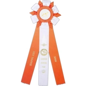 Custom Rosette Ribbon With A 6 1/4" Diameter Head And Three 2" X 15" Streamers, 18"