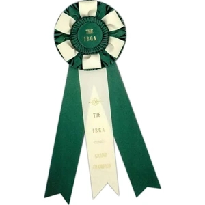 Custom Rosette Ribbon With A 6 1/2" Diameter Head And Three 2 1/2" X 15" Streamers