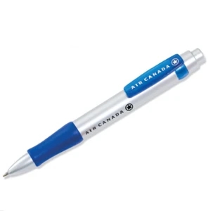 Comfort Grip - Comfort Grip Pen. Satin Silver Barrel With Translucent Blue Trim And Blue Grip