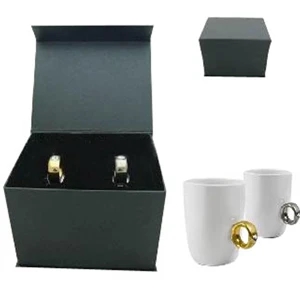 Couple wedding ring handle mugs