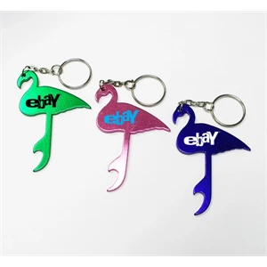 Flamingo shape bottle opener keychain