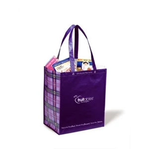 Purple-plaid - Laminated 100% Recycled Shopper Bag With 23.5" Shoulder Straps