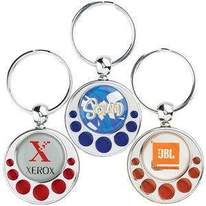 Stylish Metal And Translucent Plastic Key Chain With Full Color Epoxy Domed Logo