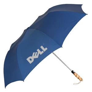 Folding Golf Umbrella With A 60" Arc Metal Shaft, Wood Handle And Matching Sleeve