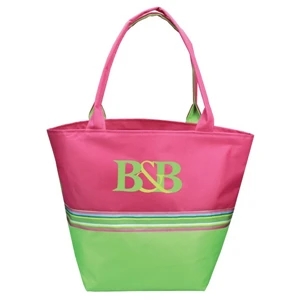 Nantucket - Tote Bag With Structured Bottom, Two Tone With Ribbon Detail