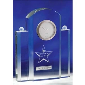 Silvertone - Optical Crystal Clock With Japanese Quartz Movement And Satin Finish Bezel